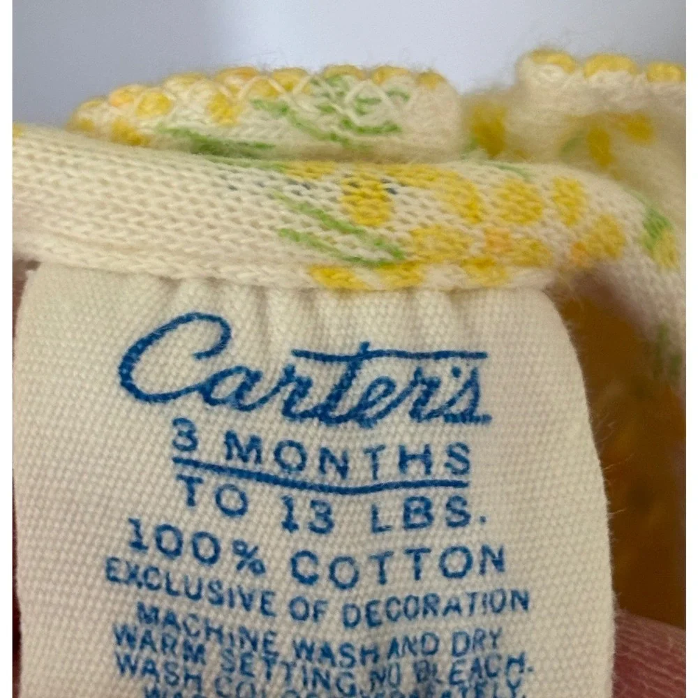 Vintage Carters Baby Girl Floral Smocked Top and Bloomer Set Yellow 3 Months